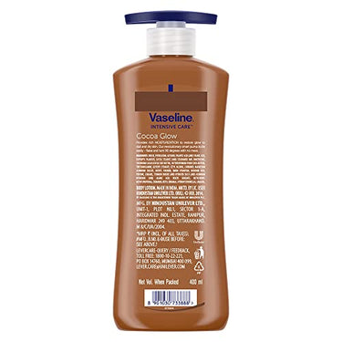 Vaseline Intensive Care 24 hr nourishing Cocoa Glow Body Lotion with Cocoa And Shea Butter, Restores Glow for all skin type - 400 ml